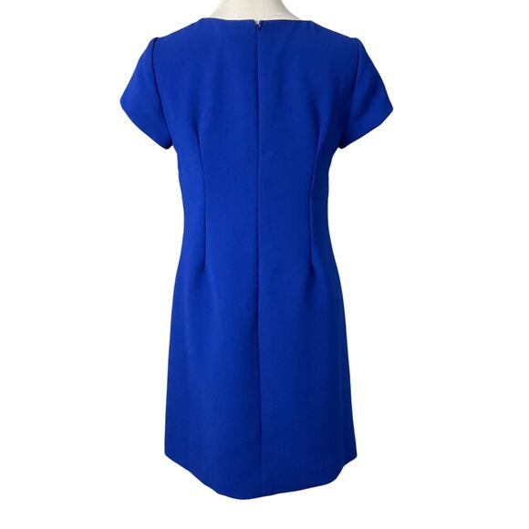 J. CREW Women Presentation Mini Dress Royal Cobalt Blue Bow Crepe Cap Sleeve 4 - Picture 9 of 14